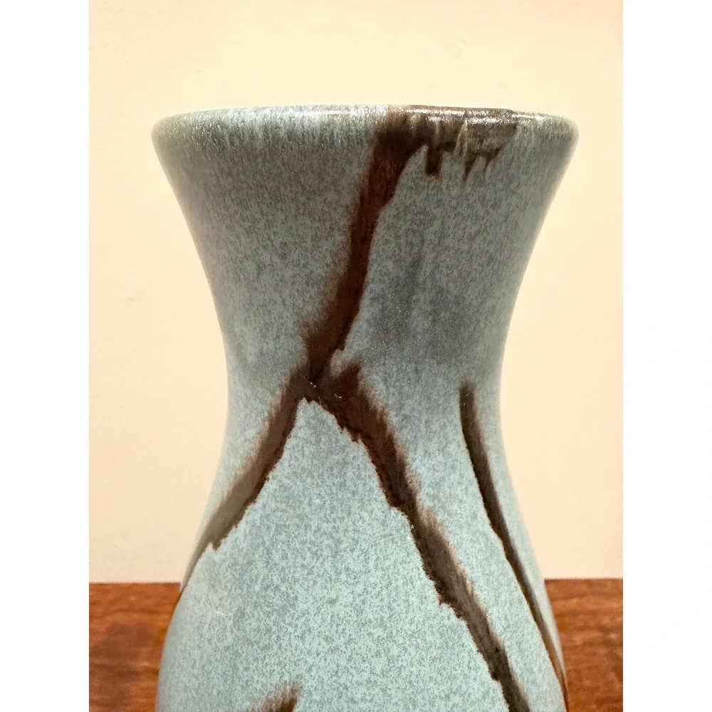 Vintage Blue Mountain Pottery Vase Blue and Brown Drip Glaze